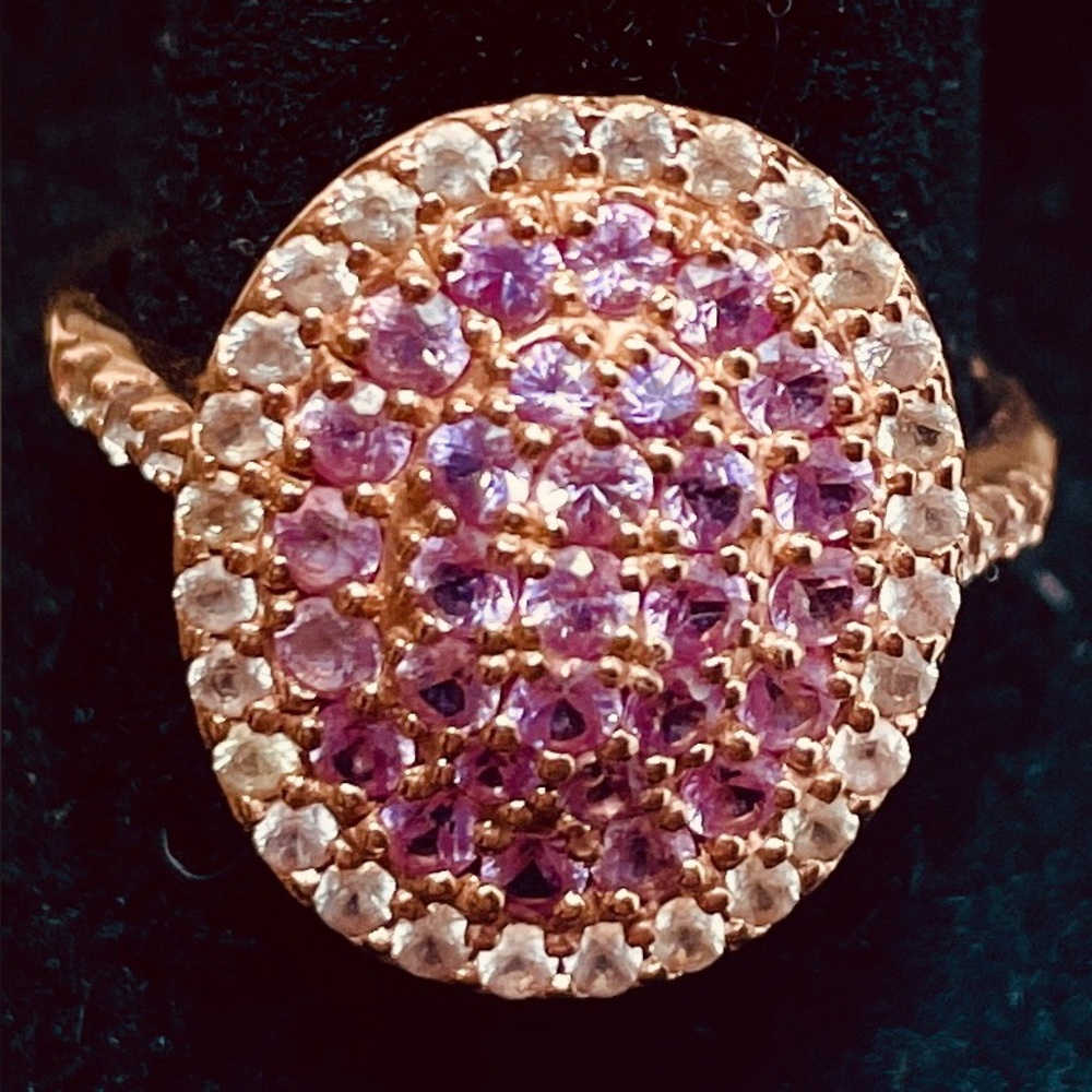 10K Solid Rose Gold Ring with .92CT PINK & .52CTW WHITE SAPPHIRE. 9 - sizeable.